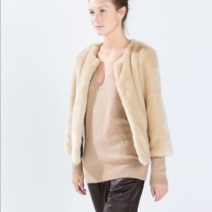 short cream fur jacket